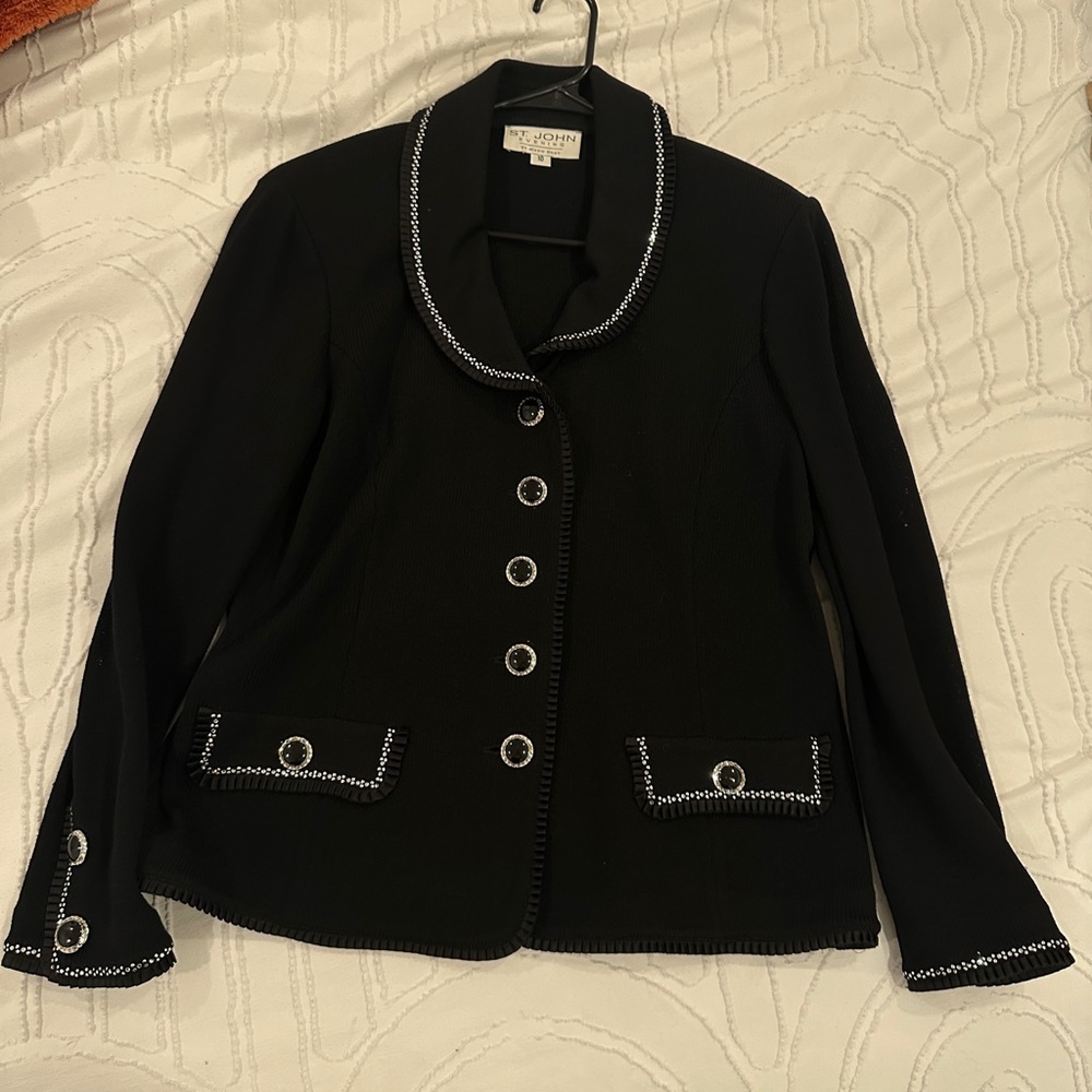 St. John blazer with silver rhinestones